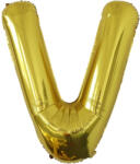 Flippy Balon Folie Metalizata Litera V, Flippy, 40 cm, Umflati cu Heliu sau Aer, Ambalaj Individual, Pai inclus, Auriu (teo-127210)