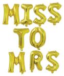 Flippy Set Baloane din Folie Metalizata, Flippy, Model Scris Miss to Mrs, Litere de 40 cm, Tema Iubire, Baloane Party, Ambalaj Individual, Pai Inclus, Umflare cu Aer sau Heliu, Auriu (teo-127499)
