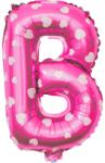 Flippy Balon Folie Metalizata Litera B, Flippy, 40 cm, Cu Imprimeu Inimioare, Umflati cu Heliu sau Aer, Ambalaj Individual, Pai inclus, Roz (teo-129586)