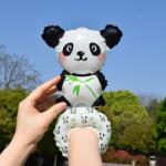 Flippy Balon din Folie Metalizata, Flippy, Figurine Animalute, Tip Bratara, Model Panda, Ambalaj Individual, Pai Inclus, Umflare cu Aer sau Heliu, Alb-Negru (teo-133958)