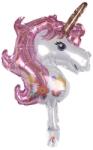 Flippy Balon din Folie Metalizata, Flippy, Figurina Unicorn, Tema Animalute, 30 cm, Ambalaj Individual, Pai Inclus, Umflare cu Aer sau Heliu, Roz (teo-130938)