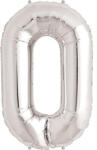 Flippy Balon din Folie Flippy, Cifra 0, 81 cm, Pentru Aer sau Heliu, Bulk, Argintiu (teo-126180)