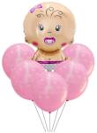 Flippy Set 4 baloane latex 1 Birthday, 1 balon folie baby girl, 71 cm (teo-129947)