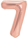 Flippy Balon din Folie Metalizata Flippy, Figurina Cifra, Tema Aniversare 40 cm, Ambalaj Individual, Pai inclus, Umflare cu Aer sau Heliu, Rose Gold, Cifra 7 (teo-129223)