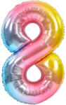 Flippy Balon din Folie Metalizata Gradient Flippy, Figurina Cifra, Tema Aniversare 100 cm, Ambalaj Individual, Pai inclus, Umflare cu Aer sau Heliu, Multicolor, Cifra 8 (teo-127094)