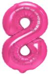 Flippy Balon din Folie Metalizata Flippy, Figurina Cifra, Tema Aniversare 80 cm, Ambalaj Individual, Pai inclus, Umflare cu Aer sau Heliu, Roz, Cifra 8 (teo-130614)