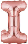 Flippy Balon Folie Metalizata Litera I, Flippy, 40 cm, Umflati cu Heliu sau Aer, Ambalaj Individual, Pai inclus, Rose Gold (teo-127249)