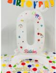 Flippy Balon din Folie Metalizata, Flippy, Figurina Cifra, Model 0 cu Happy Birthday Scris, Tema Aniversare 81 cm, Ambalaj Individual, Pai Inclus, Umflare cu Aer sau Heliu, Alb (teo-133936)