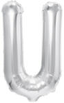 Flippy Balon Folie Metalizata Litera U, Flippy, 80 cm, Umflati cu Heliu sau Aer, Ambalaj Individual, Pai inclus, Argintiu (teo-129475)