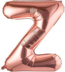 Flippy Balon Folie Metalizata Litera Z, Flippy, 100 cm, Umflati cu Heliu sau Aer, Ambalaj Individual, Pai inclus, Rose Gold (TEO-129428)