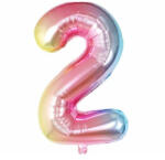 Flippy Balon din Folie Metalizata Flippy, Figurina Cifra Gradient, Tema Aniversare 40 cm, Ambalaj Individual, Pai inclus, Umflare cu Aer sau Heliu, Multicolor, Cifra 2 (teo-129228)