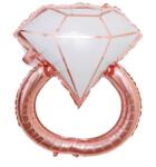 Flippy Balon din Folie Metalizata, Flippy, Figurina Inel de Logodna, Model Diamant, Tema Nunta, 60 cm, Ambalaj Individual, Pai Inclus, Umflare cu Aer sau (teo-130995)