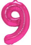 Flippy Balon din Folie Metalizata Flippy, Figurina Cifra, Tema Aniversare 40 cm, Ambalaj Individual, Pai inclus, Umflare cu Aer sau Heliu, Roz, Cifra 9 (teo-129195)