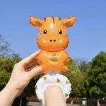 Flippy Balon din Folie Metalizata, Flippy, Figurine Animalute, Tip Bratara, Model Girafa, Ambalaj Individual, Pai Inclus, Umflare cu Aer sau Heliu, Portocaliu (teo-133955)