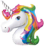 Flippy Balon din Folie Metalizata, Flippy, Mini Figurine, Model Unicorn, Tematica Aniversare, 108x88 cm, Ambalaj Individual, Pai Inclus, Umflare cu Aer sau Heliu, Multicolor (teo-127452)