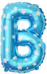 Flippy Balon Folie Metalizata Litera B, Flippy, 40 cm, Cu Imprimeu Stelute, Umflati cu Heliu sau Aer, Ambalaj Individual, Pai inclus, Albastru (teo-129560)