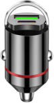 Flippy Adaptor Auto 2 in 1, Flippy, din Aliaj, Port TYPE-C, PORT USB, 100 W, Inel Metalic de Tragere, practic Invizibil, Incarcare Mega Rapida, Negru (teo-132783)