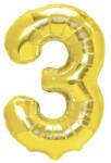 Flippy Balon din Folie Metalizata Flippy, Figurina Cifra, Tema Aniversare 80 cm, Ambalaj Individual, Pai inclus, Umflare cu Aer sau Heliu, Auriu, Cifra 3 (teo-130599)