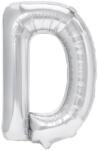Flippy Balon Folie Metalizata Litera D, Flippy, 40 cm, Umflati cu Heliu sau Aer, Ambalaj Individual, Pai inclus, Argintiu (teo-127218)