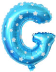 Flippy Balon Folie Metalizata Litera G, Flippy, 40 cm, Cu Imprimeu Stelute, Umflati cu Heliu sau Aer, Ambalaj Individual, Pai inclus, Albastru (teo-129565)