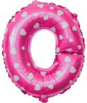 Flippy Balon Folie Metalizata Litera O, Flippy, 40 cm, Cu Imprimeu Inimioare, Umflati cu Heliu sau Aer, Ambalaj Individual, Pai inclus, Roz (teo-129599)