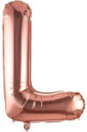 Flippy Balon Folie Metalizata Litera L, Flippy, 80 cm, Umflati cu Heliu sau Aer, Ambalaj Individual, Pai inclus, Rose Gold (teo-129492)