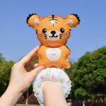 Flippy Balon din Folie Metalizata, Flippy, Figurine Animalute, Tip Bratara, Model Tigru, Ambalaj Individual, Pai Inclus, Umflare cu Aer sau Heliu, Portocaliu (teo-133950)