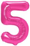 Flippy Balon din Folie Metalizata Flippy, Figurina Cifra, Tema Aniversare 80 cm, Ambalaj Individual, Pai inclus, Umflare cu Aer sau Heliu, Roz, Cifra 5 (teo-130611)