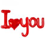 Flippy Balon din Folie Metalizata, Figurine Litere si Inima, Model I Love You, Tema Ziua Indragostitilor, 54x97 cm, Ambalaj Individual, Pai Inclus, Umflare cu Aer sau Heliu, Rosu (teo-130997)