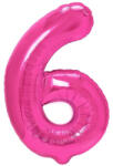 Flippy Balon din Folie Metalizata Flippy, Figurina Cifra, Tema Aniversare 40 cm, Ambalaj Individual, Pai inclus, Umflare cu Aer sau Heliu, Roz, Cifra 6 (teo-129192)