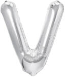 Flippy Balon Folie Metalizata Litera V, Flippy, 40 cm, Umflati cu Heliu sau Aer, Ambalaj Individual, Pai inclus, Argintiu (teo-127236)
