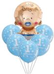 Flippy Set 4 baloane latex 1 Birthday, 1 balon folie baby boy, 71 cm (teo-129948)