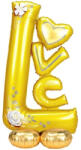Flippy Balon din Folie Metalizata, Flippy, Figurine, Model LOVE, Tematica Iubire, 110x64 cm, Ambalaj Individual, Pai Inclus, Umflare cu Aer sau Heliu, Galben (teo-127512)