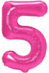 Flippy Balon din Folie Metalizata Flippy, Figurina Cifra, Tema Aniversare 40 cm, Ambalaj Individual, Pai inclus, Umflare cu Aer sau Heliu, Roz, Cifra 5 (teo-129191)