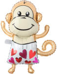Flippy Balon din Folie Metalizata, Flippy, Mini Figurine Animalute, Model Maimutica, Tematica Aniversare, 45x28 cm, Ambalaj Individual, Pai Inclus, Umflare cu Aer sau Heliu, Multicolor (teo-127420)