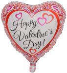 Flippy Balon din Folie Metalizata, Flippy, Figurina Inimioara, Model Happy Valentine 039; s Day, Tematica Iubire, 45 cm, Ambalaj Individual, Pai Inclus, Umflare cu Aer sau Heliu, Rosu (teo-127521)