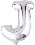 Flippy Balon Folie Metalizata Litera J, Flippy, 40 cm, Umflati cu Heliu sau Aer, Ambalaj Individual, Pai inclus, Argintiu (teo-127224)