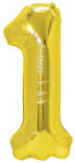Flippy Balon din Folie Metalizata Flippy, Figurina Cifra, Tema Aniversare 100 cm, Ambalaj Individual, Pai inclus, Umflare cu Aer sau Heliu, Auriu, Cifra 1 (teo-127067)