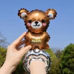 Flippy Balon din Folie Metalizata, Flippy, Figurine Animalute, Tip Bratara, Model Ursulet, Ambalaj Individual, Pai Inclus, Umflare cu Aer sau Heliu, Maro (teo-133953)