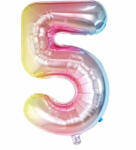 Flippy Balon din Folie Metalizata Flippy, Figurina Cifra, Tema Aniversare 40 cm, Ambalaj Individual, Pai inclus, Umflare cu Aer sau Heliu, Multicolor, Cifra 5 (teo-129231)