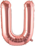 Flippy Balon Folie Metalizata Litera U, Flippy, 100 cm, Umflati cu Heliu sau Aer, Ambalaj Individual, Pai inclus, Rose Gold (teo-129423)