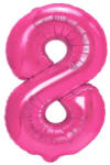 Flippy Balon din Folie Metalizata Flippy, Figurina Cifra, Tema Aniversare 40 cm, Ambalaj Individual, Pai inclus, Umflare cu Aer sau Heliu, Roz, Cifra 8 (TEO-129194)