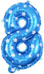 Flippy Balon din Folie Metalizata Flippy, Figurina Cifra, Imprimeu Stele, Tema Aniversare 80 cm, Ambalaj Individual, Pai inclus, Umflare cu Aer sau Heliu, Albastru, Cifra 8 (teo-127186)