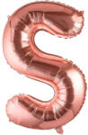 Flippy Balon Folie Metalizata Litera S, Flippy, 100 cm, Umflati cu Heliu sau Aer, Ambalaj Individual, Pai inclus, Rose Gold (teo-129421)