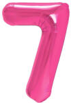 Flippy Balon din Folie Metalizata Flippy, Figurina Cifra, Tema Aniversare 40 cm, Ambalaj Individual, Pai inclus, Umflare cu Aer sau Heliu, Roz, Cifra 7 (teo-129193)