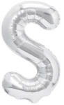 Flippy Balon Folie Metalizata Litera S, Flippy, 80 cm, Umflati cu Heliu sau Aer, Ambalaj Individual, Pai inclus, Argintiu (teo-129473)