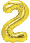 Flippy Balon din Folie Metalizata Flippy, Figurina Cifra, Tema Aniversare 100 cm, Ambalaj Individual, Pai inclus, Umflare cu Aer sau Heliu, Auriu, Cifra 2 (teo-127068)
