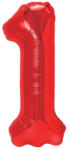 Flippy Balon din Folie Metalizata Flippy, Figurina Cifra, Tema Aniversare 40 cm, Ambalaj Individual, Pai inclus, Umflare cu Aer sau Heliu, Rosu, Cifra 1 (teo-129167)