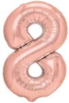 Flippy Balon din Folie Metalizata Flippy, Figurina Cifra, Tema Aniversare 80 cm, Ambalaj Individual, Pai inclus, Umflare cu Aer sau Heliu, Rose Gold, Cifra 8 (teo-130584)