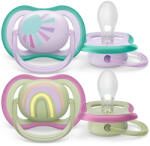 Philips AVENT SCF085/59 Ultra air játszócumi mintás 0-6hó lányos, 2 db (szivárvány)